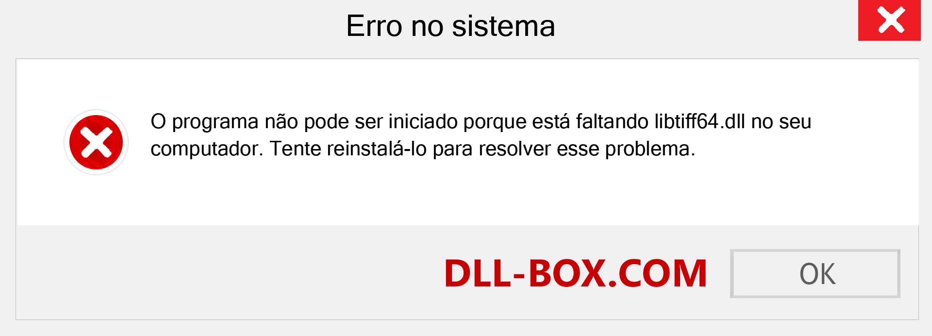 Arquivo libtiff64.dll ausente ?. Download para Windows 7, 8, 10 - Correção de erro ausente libtiff64 dll no Windows, fotos, imagens